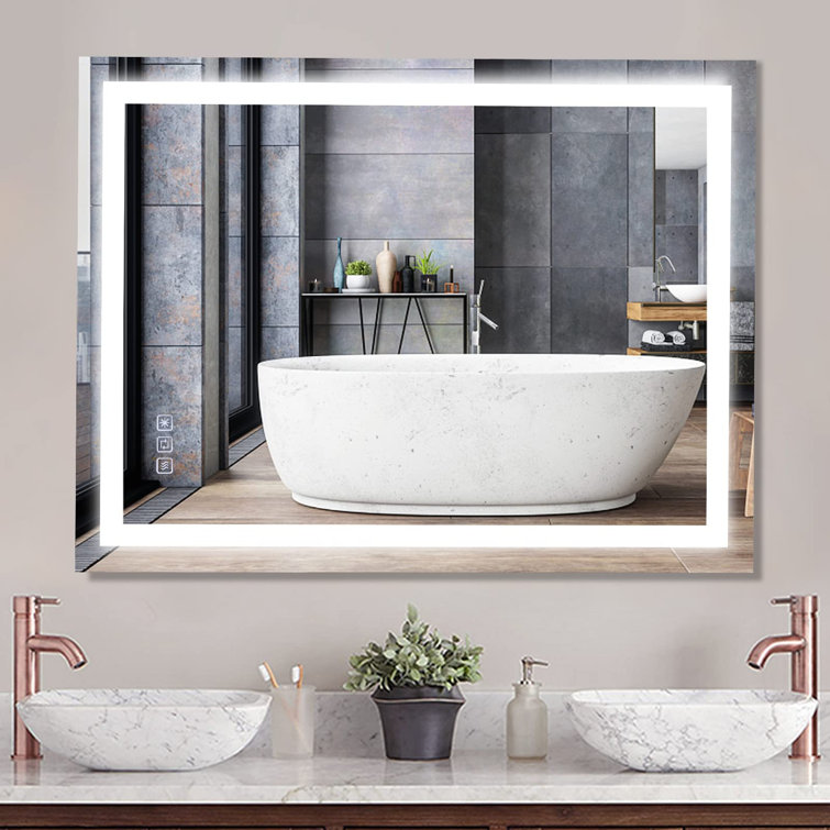 Orren Ellis Bathroom Backlit Mirror ,WallMounted Bathroom Vanity